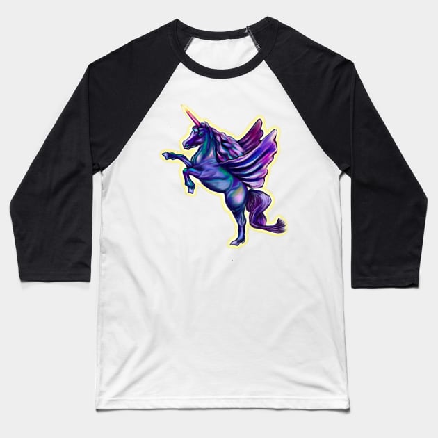 Unicorn  with light halo - sparkly, glittery, magical, winged unicorn Baseball T-Shirt by Artonmytee